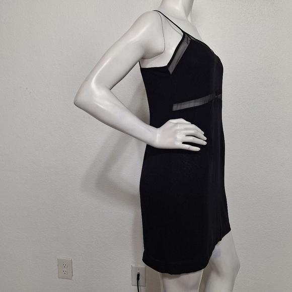 In Wear Black Witchy Romantic V-Neck Sheer Mesh Y2K Sleeveless Mini Dress Size 6 - Picture 9 of 13